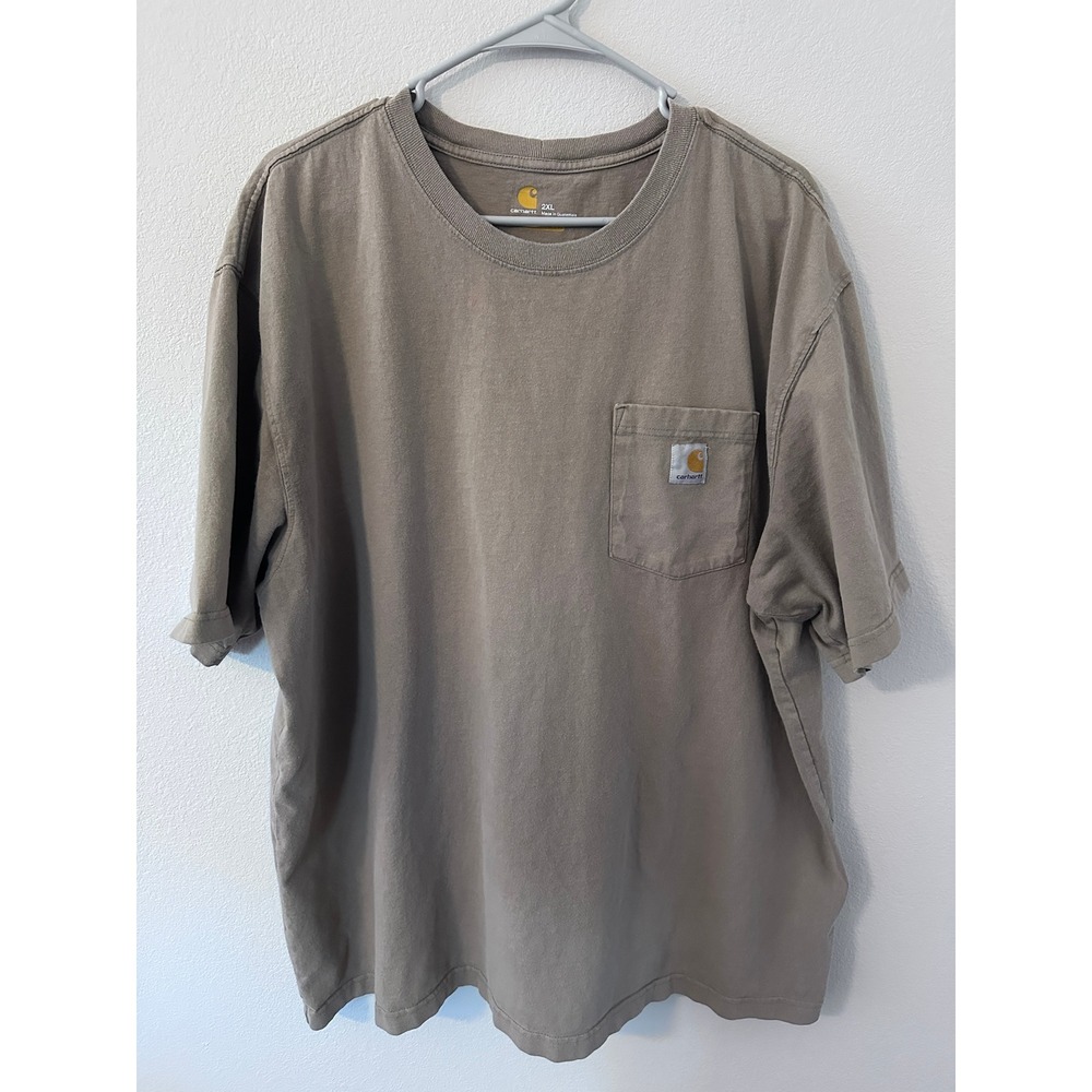 Carhartt K87 Pocket T-Shirt 2XL Tan Brown Original Fit Heavyweight 100% Cotton